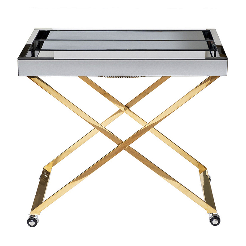 Стол сервировочный с зеркальной столешницей Splendid Serving Table Золотой Хром в Новосибирске | Loft Concept 