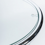 Приставной столик на серебристом основании с столешницей из стекла Noir варинант исполнения - 2 | Loft Concept в Новосибирске