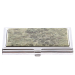 Визитница карманная металлическая с накладкой из натурального камня Апатит Stone Business Card Holders варинант исполнения - 1 | Loft Concept в Новосибирске