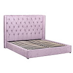 Кровать двуспальная фиолетовая с основанием из массива дерева с мягким изголовьем Velour Beds варинант исполнения - 1 | Loft Concept в Новосибирске