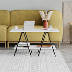 Стол журнальный с белой прямоугольной столешницей и полкой ESSEL WHITE варинант исполнения - 1 | Loft Concept в Новосибирске