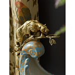 Чаша голубого цвета с оранментом и и бронзовыми фигурами леопардов Eden Garden варинант исполнения - 7 | Loft Concept в Новосибирске