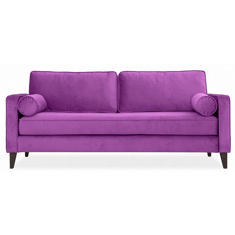 Диван бархатный с двумя подушками-валиками Simple Berry Sofa Лиловый Коричневый в Новосибирске | Loft Concept 