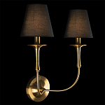 Бра с металлическим основанием бронзового цвета и 2-мя черными конусовидными абажурами Dignity варинант исполнения - 2 | Loft Concept в Новосибирске