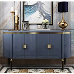 Дизайнерский комод синий глянцевый с золотыми ручками на 4-х дверцах Martin варинант исполнения - 2 | Loft Concept в Новосибирске