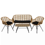 Журнальный столик с столешницей из ротанга и стекла Wicker Tabletop Under Glass варинант исполнения - 3 | Loft Concept в Новосибирске