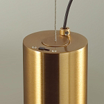 Подвесной светильник цилиндрической формы с плафоном из алебастра и металлическими торцами Латунь 60 см Cryptocrystalline Stone варинант исполнения - 5 | Loft Concept в Новосибирске