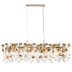 Люстра линейная с подвесками в форме монеток и золотистыми круглыми элементами из металла в виде лепестков FAIRYTREE Light варинант исполнения - 3 | Loft Concept в Новосибирске