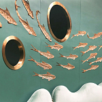 Обои с вышивкой ручной работы Deco Fish Original colourway варинант исполнения - 3 | Loft Concept в Новосибирске