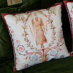 Декоративная подушка бежевая с растительным орнаментом Raffael Angel Beige Red Cushion варинант исполнения - 2 | Loft Concept в Новосибирске