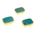 Таблетница карманная прямоугольная с 2-мя отделениями с зеркалом и накладкой из натурального камня Апатит Голубой Gold Stone Pillboxes варинант исполнения - 4 | Loft Concept в Новосибирске