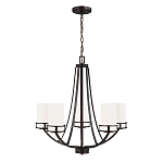 Люстра в цвете темная бронза с 5-ю белыми цилиндрическими плафонами Generation Lighting варинант исполнения - 2 | Loft Concept в Новосибирске