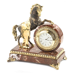 Часы настольные бронзовые с декором в виде коня Horse Stone Clock варинант исполнения - 2 | Loft Concept в Новосибирске