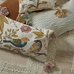 Чехол на подушку с кисточками и вышивкой птиц Ethnic mix Birds Rect варинант исполнения - 6 | Loft Concept в Новосибирске