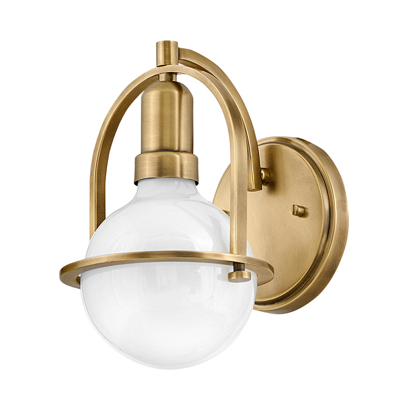 Бра с шарообразной белой лампой и декоративной рамкой Hinkley Латунь в Новосибирске | Loft Concept 