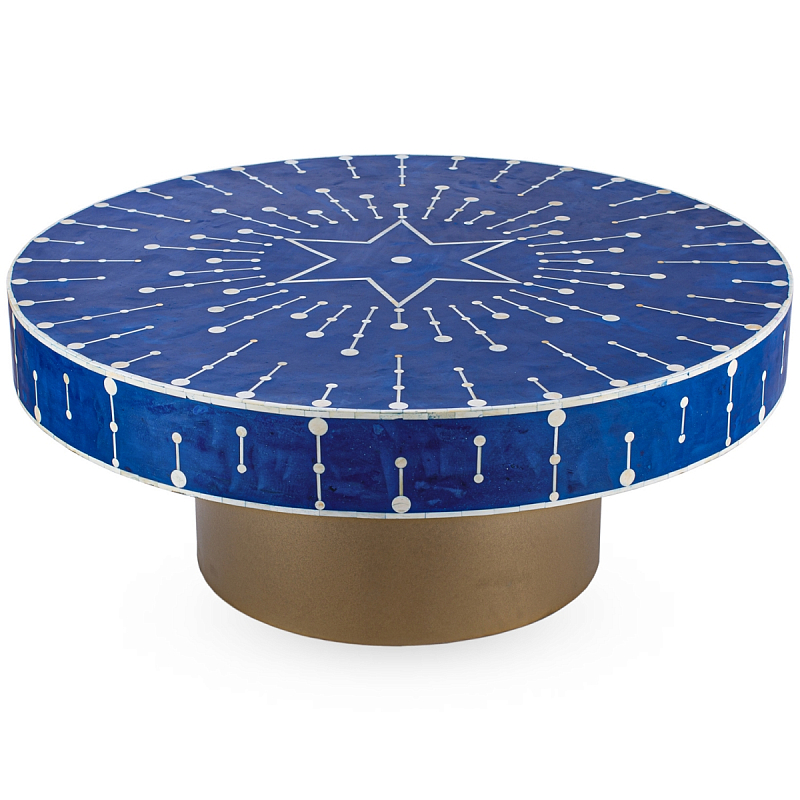 Стол синий отделка кость Bone Inlaid Round Coffee Table Синий ivory ( слоновая кость ) Латунь Стол синий отделка кость Bone Inlaid Round Coffee Table Синий ivory ( слоновая кость ) Латунь в Новосибирске | Loft Concept