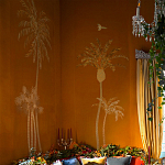 Обои с вышивкой ручной работы Deco Palms Original colourway on velvet 2 варинант исполнения - 1 | Loft Concept в Новосибирске