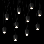 Подвесной светильник черными плафонами на длинных пересекающихся тросах Construction варинант исполнения - 10 | Loft Concept в Новосибирске