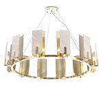 Люстра подвесная круглая с прямоугольными мраморными и золотистыми панелями на металлическом каркасе Диаметр 118 см Marble square Chandelier варинант исполнения - 3 | Loft Concept в Новосибирске