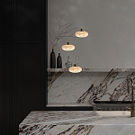 Подвесной светильник с плафоном в виде эллипса из белого алебастра Cryptocrystalline Stone варинант исполнения - 6 | Loft Concept в Новосибирске