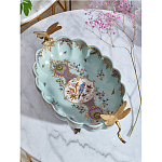 Чаша из голубого фарфора на бронзовых ножках с рисунком цветов и фигурками стрекоз Blue Garden варинант исполнения - 4 | Loft Concept в Новосибирске