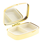 Таблетница карманная прямоугольная с 2-мя отделениями с зеркалом и накладкой из натурального камня Малахит Gold Stone Pillboxes варинант исполнения - 2 | Loft Concept в Новосибирске