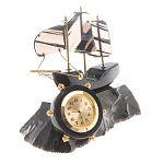 Часы настольные в виде парусника из натурального камня Обсидиан Sailboat Stone Clock варинант исполнения - 5 | Loft Concept в Новосибирске