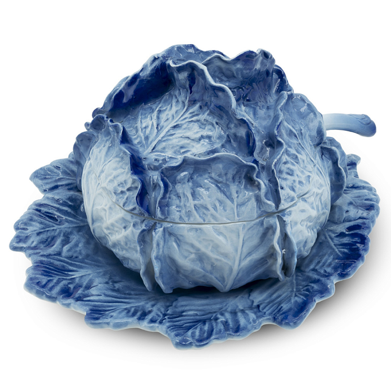 Супница SOUP BOWL CABBAGE W/PLATE D25 Blue Сапфирово-синий в Новосибирске | Loft Concept 