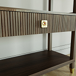 Стеллаж Elsa Dreams Walnut со стеклянными полками и ящиком варинант исполнения - 5 | Loft Concept в Новосибирске