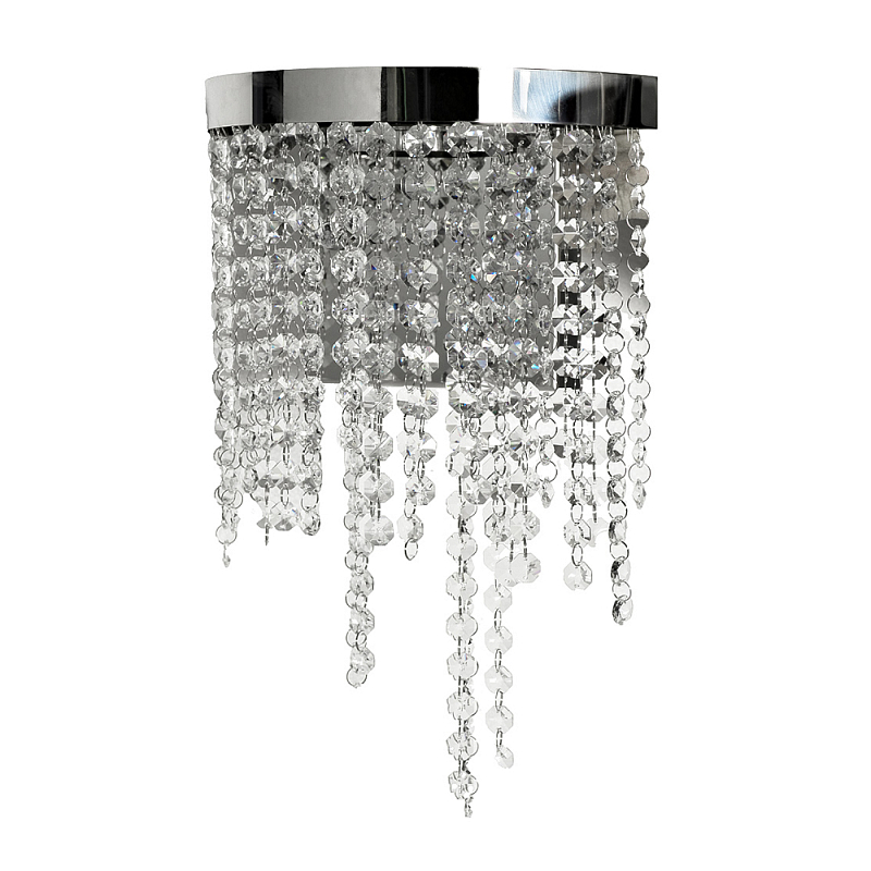 Бра Хром с каскадом сияющих кристаллов Shining Waterfall Хром Прозрачное Стекло в Новосибирске | Loft Concept 