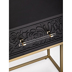 Приставной столик с резным узором на выдвижном ящике Black Table Carved Pattern варинант исполнения - 2 | Loft Concept в Новосибирске