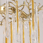 Люстра подвесная золотого цвета с разветвленными ветвями и прозрачными стеклянными подвесками Droplet Chandelier варинант исполнения - 4 | Loft Concept в Новосибирске