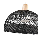 Подвесной светильник с округлым абажуром из черного ротанга Wicker Furniture варинант исполнения - 3 | Loft Concept в Новосибирске