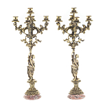 Подсвечники из бронзы на 10 свечей на подставке из камня креноид Stone Candlestick варинант исполнения - 1 | Loft Concept в Новосибирске