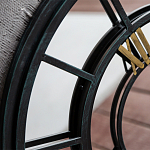 Зеркало настенное в чёрной металлической раме в виде часов Mirror Tower Clock варинант исполнения - 2 | Loft Concept в Новосибирске