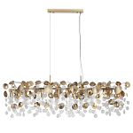 Люстра линейная с подвесками в форме монеток и золотистыми круглыми элементами из металла в виде лепестков FAIRYTREE Light варинант исполнения - 2 | Loft Concept в Новосибирске