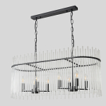 Люстра подвесная овальная со стеклянными прозрачными трубками и металлическим каркасом черного цвета Nembus варинант исполнения - 2 | Loft Concept в Новосибирске