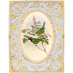 Декоративный постер с изображением птиц в раме с рельефным растительным узором Blooming Birds Poster варинант исполнения - 6 | Loft Concept в Новосибирске