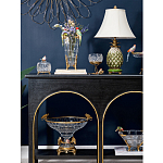 Ваза из прозрачного стекла с бронзовыми ножками и фигурками попугаев Eden Garden porcelain and bronze варинант исполнения - 5 | Loft Concept в Новосибирске