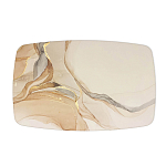 Обеденный стол с прямоугольной бежевой столешницей из стекла на 4-х деревянных ножках Beige Marble варинант исполнения - 2 | Loft Concept в Новосибирске