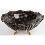 Блюдо черного цвета из фрафора на бронзовых ножках Eden Garden porcelain and bronze варинант исполнения - 1 | Loft Concept в Новосибирске