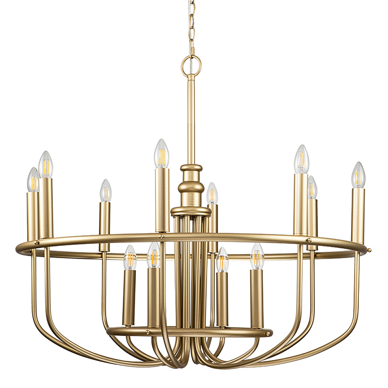  Люстра круглая двухъярусная цвета латунь с 12-ю лампами Kichler Латунь в Новосибирске | Loft Concept 