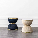 Дизайнерский журнальный стол фактурный с круглой белой столешницей Luler варинант исполнения - 2 | Loft Concept в Новосибирске