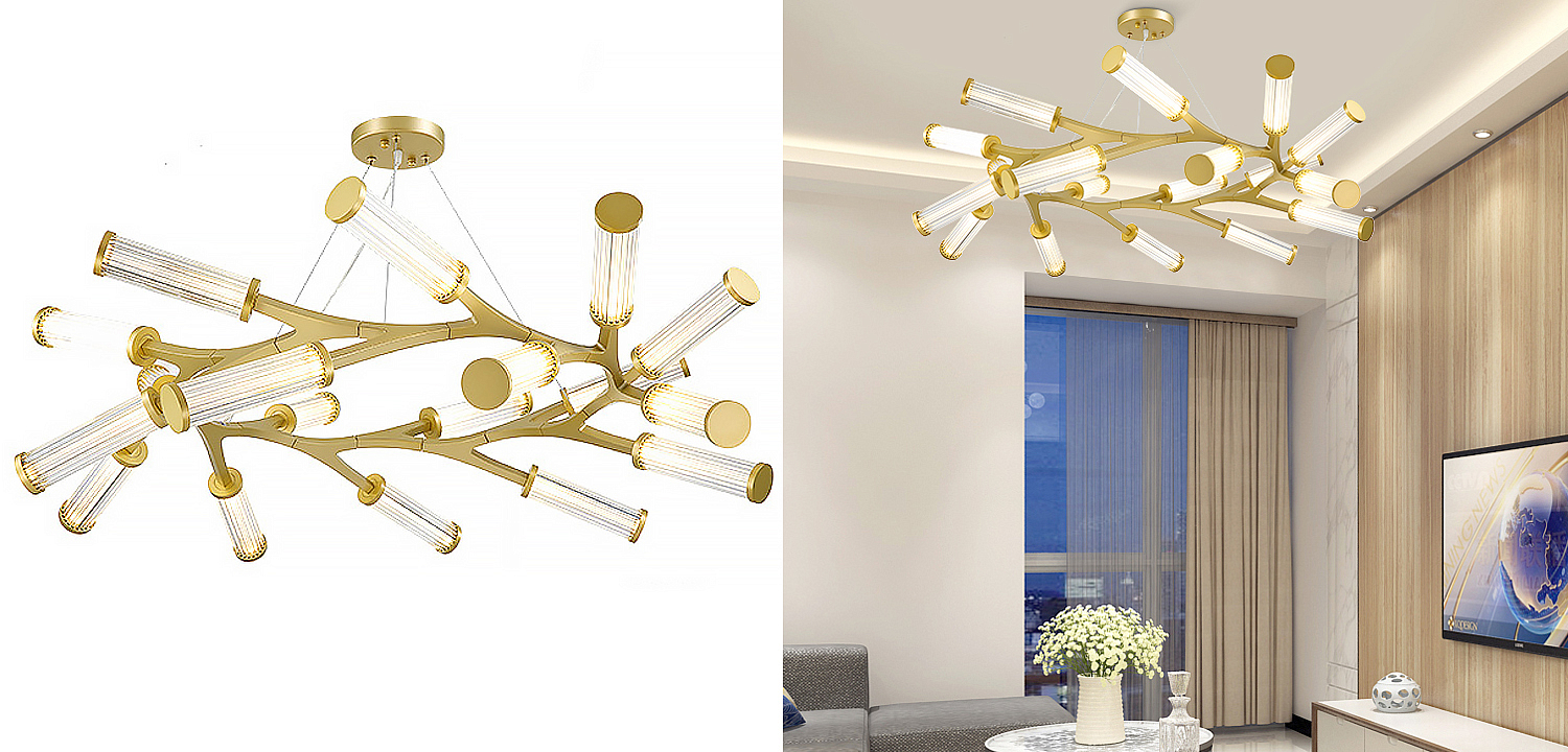 Люстра Cylinder Branches Chandelier Ring Gold Люстра Cylinder Branches Chandelier Ring Gold - Loft-Concept в Новосибирске