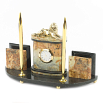 Настольный письменный набор из камня офиокальцит и бронзы с декором в виде льва Successful Leader варинант исполнения - 2 | Loft Concept в Новосибирске