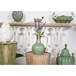 Кувшин зеленого цвета из фарфора с бронзовой крышкой и изогнутой ручкой Eden Garden porcelain and bronze варинант исполнения - 4 | Loft Concept в Новосибирске