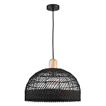 Подвесной светильник с округлым абажуром из черного ротанга Wicker Furniture варинант исполнения - 2 | Loft Concept в Новосибирске