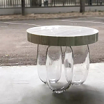 Дизайнерский журнальный стол на 3-х овальных прозрачных ножках Tukutic варинант исполнения - 2 | Loft Concept в Новосибирске