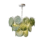 Люстра из зеленых стеклянных дисков с перламутровым эффектом Green Glowing Glaze варинант исполнения - 7 | Loft Concept в Новосибирске