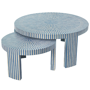 Комплект журнальных столов с инкрустацией Stripes Set of two tables blue
